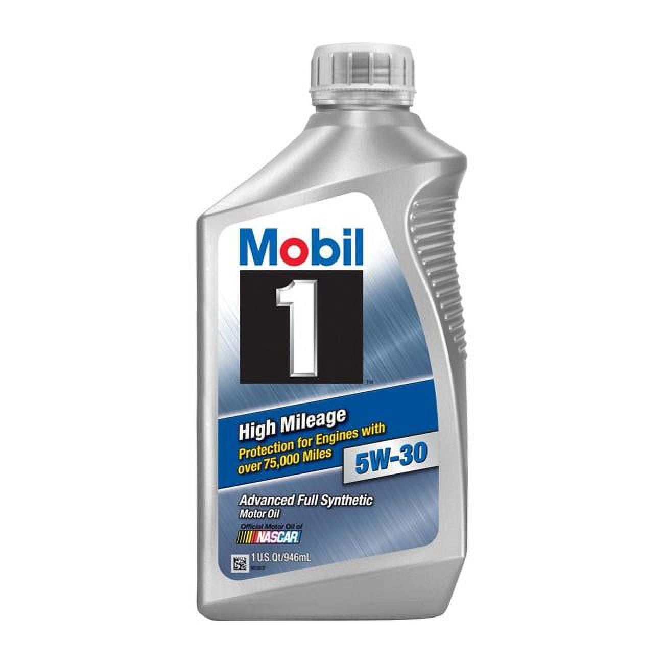 Mobil 1 103767 5W-30 High Mileage Oil Bottles, 1 qt. - Case of 6
