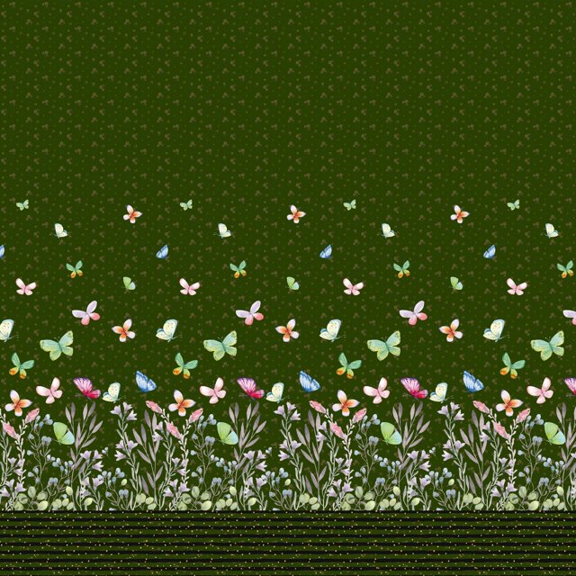 Soimoi Poly Georgette Fabric Leaves,Bell Flower & Butterflies Panel Decor Fabric Printed Yard 42 Inch Wide