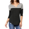 thumbnail image 1 of Unique Bargains T-Shirt Casual à Manches Longues à Col en V pour Femmes, 1 of 6