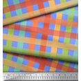thumbnail image 2 of Soimoi Blue Heavy Satin Fabric Check Check Printed Fabric 1 Yard 54 Inch Wide, 2 of 4