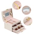 thumbnail image 4 of WALFRONT Three Layer Jewelry Storage Organizer Box PU Earring Necklace Display Case Cabinet, Jewelry Holder Box,Jewelry Storage Box, 4 of 6
