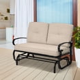thumbnail image 4 of Patiojoy 2-Person Outdoor Bench Patio Swing Glider Chair with Cushions Rocking Chair Cushioned Sofa Beige, 4 of 9