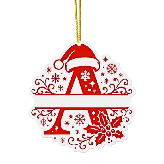 ABPWLY Ornement Lettre de Noël Pendentif Acrylique 2D Chapeau de Père Noël Alphabet Bricolage Artisanat Décoratif Suspendu Arbre Cadeau Présentation Maison Personnalisé Unique 1 Pce