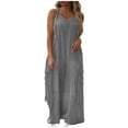 thumbnail image 1 of Wlynlyn Combinaisons Grande Taille pour Femmes Combinaisons Sans Manches Col en V Pantalons Larges Taille TTG, 1 of 7