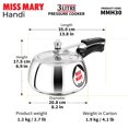 thumbnail image 4 of Miss Mary Aluminium Handi Pressure Cooker, Inner Lid Cooker 3 Liters, Silver (MMH30) | For 3 Or 4 Persons, 4 of 4
