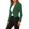 thumbnail image 4 of Blazer de Travail pour Femme Sans Col, Veste de Tailleur Décontractée de Bureau, Blazer Court, P Vert Foncé, 4 of 8