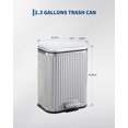 thumbnail image 3 of 5L Stainless Steel Step Trash Can with Soft Close Lid and Removable Bucket, Rust-Resistant Fluted Finish, Fingerprint-Proof, Odor Control, Anti-Slip Base, Stay-Open Lid, 21.0*18.8*27.9cm, 3 of 6