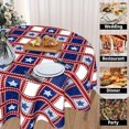 thumbnail image 3 of American Flag Tablecloth Round 60 Inch 4th of July Patriotic Table Cloth Washable Table Cover Memorial Day Red White and Blue Plaid Tablecloth Decor for Home Kitchen Dining Indoor Party Picnic, 3 of 5