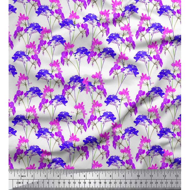 Soimoi Poly Georgette Fabric Flower Watercolor Decor Fabric Printed Yard 52 Inch Wide