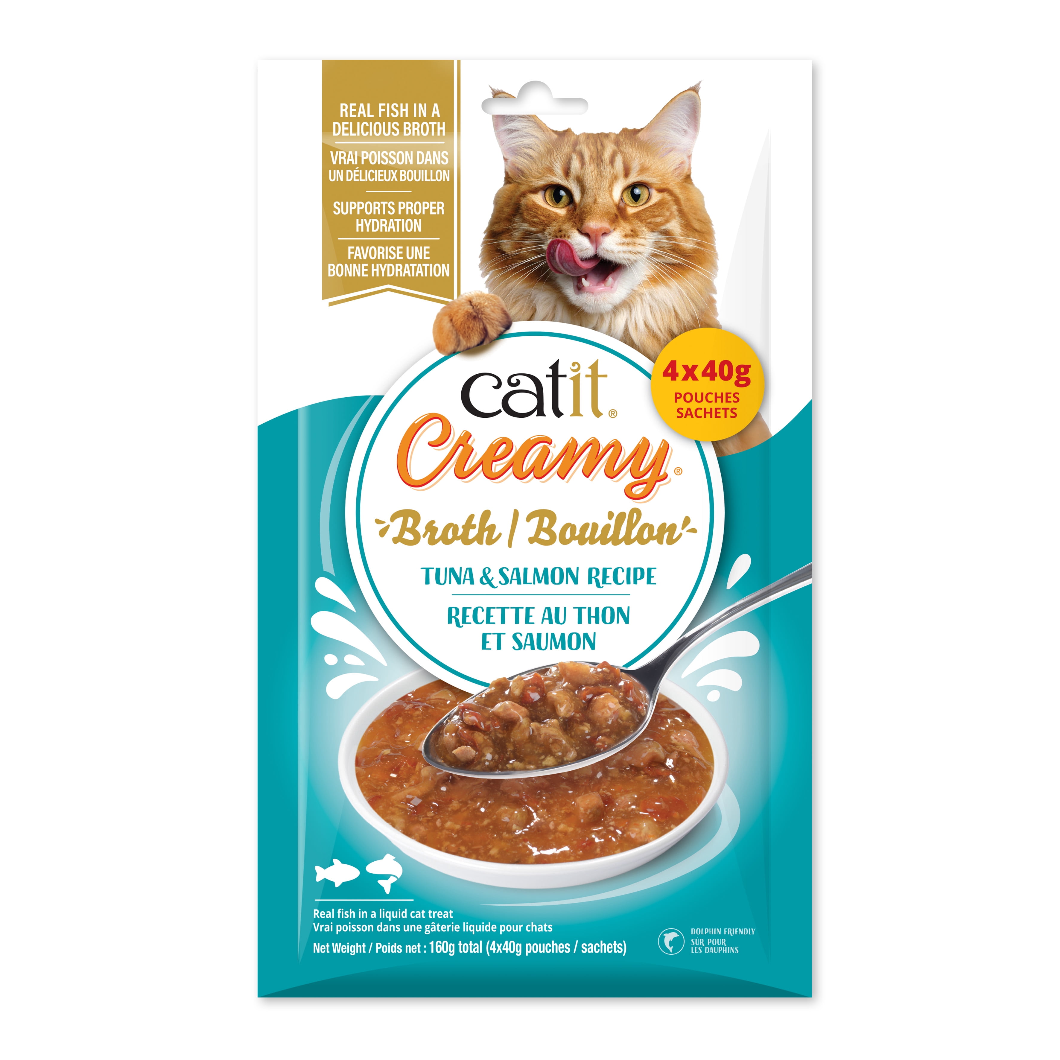 Bouillon Catit Creamy au thon et saumon, 4 x 40 G