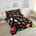 thumbnail image 4 of Erosebridal Colorful Flower Floral Bedding Comforter Set, Groovy Blossoms Leaves Down Comforter, Reversible 2 Pieces, 4 of 8