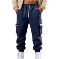thumbnail image 2 of Ceisia Men Solid Color Loose Casual Pants Elastic Waist Drawstring Sports Gift Work Trousers, 2 of 9