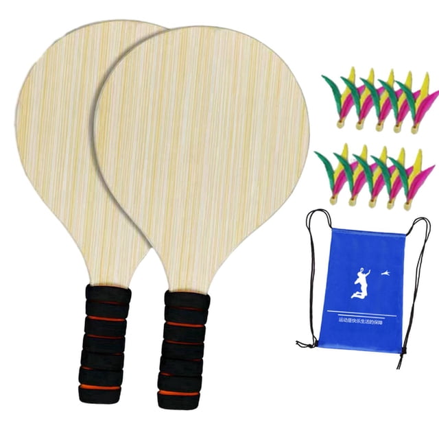 jinwen 2 Pieces Kids Badminton Paddle Set Pickleball Physical Exercise Toys Badminton Racket Shuttlecock Paddle Set for Beach Family 10 Small Balls