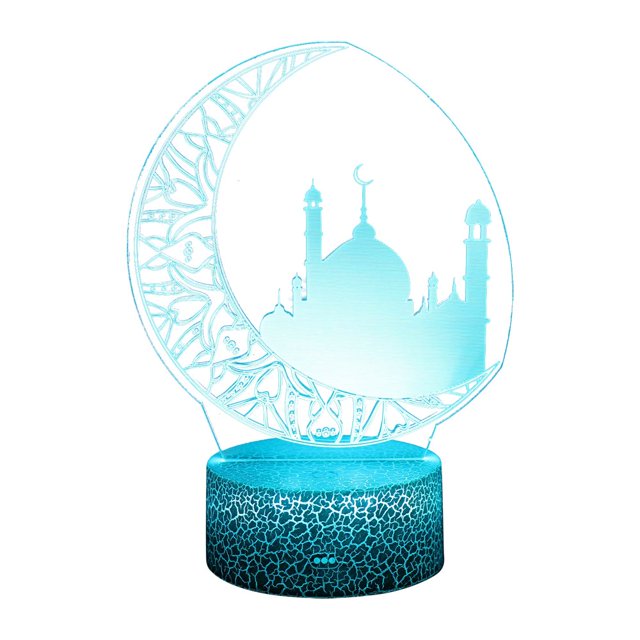 Islam Eid Ramadan LED Light 3d Moon Lamp With Touch 16 Color Mubarak Gifts For Home Decor Muslims Believers