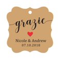 thumbnail image 1 of Darling Souvenir GRAZIE Thank You Wedding Favors Gift Paper Tag Custom Party Hang Tags-Kraft-50 Tags, 1 of 1
