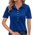 thumbnail image 1 of Besolor Womens Short Sleeve T Shirts Business Casual Collared Button up Tops Summer Office Work Blouses Tees, 1 of 7