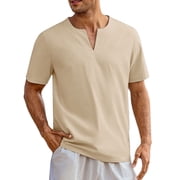 LUOGENLI Male T-shirts for Mens Summer British Mens Shirt Solid Color Short Sleeve Youth Leisure Shirt Mens T Shirt Tee T-shirts Mens White Easter T-shirts for Men Graphic Tee Valentines Khaki XXXL