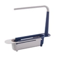 thumbnail image 2 of Retractable Water Filter Rack Basket - Expandable Sink Mounted organizer Multi-Functional Drying Rack & Utensil Holder Sturdy, Blue, JKODE, 2 of 9