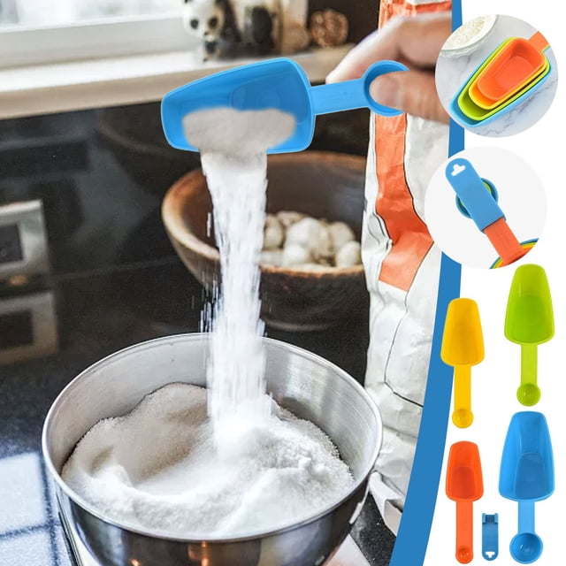 TIMIFIS Measuring Spoon Plastic Measuring Cup Measuring Spoon Set of Four Kitchen Baking Tools Mixing Scale Measuring Spoon Set Combination Kitchen Gadgets