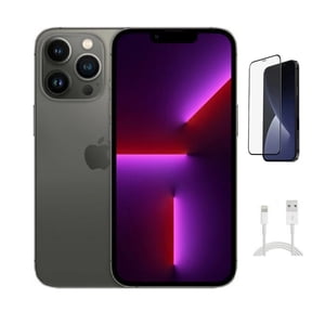 Refurbished Apple iPhone 13 Pro w/ Pre-Installed Tempered Glass (Fully Unlocked) 512GB Graphite Bundle with Pre-Installed Tempered Glass (Grade A+)