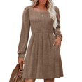 thumbnail image 2 of TJAZFJPA Robe en Maille pour Femmes Robe Pull Tricotée avec Poches Col Carré Manches Longues Robes Formelles d'Hiver Robes Formelles pour Mariage, 2 of 8