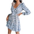 thumbnail image 1 of CEHVOM Robe Plissée en Chiffon Aguichant à Col en V pour Femmes Automne et Hiver, 1 of 7