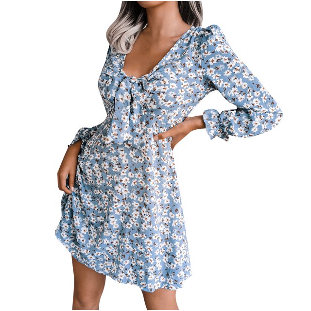CEHVOM Robe Plissée en Chiffon Aguichant à Col en V pour Femmes Automne et Hiver
