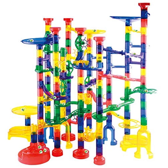 JOYIN Ensemble de Jouets Premium Marble Run (207 Pcs), Blocs de Construction Jouets Éducatifs STEM (147 Pcs en Plastique + 60 Billes en Verre)