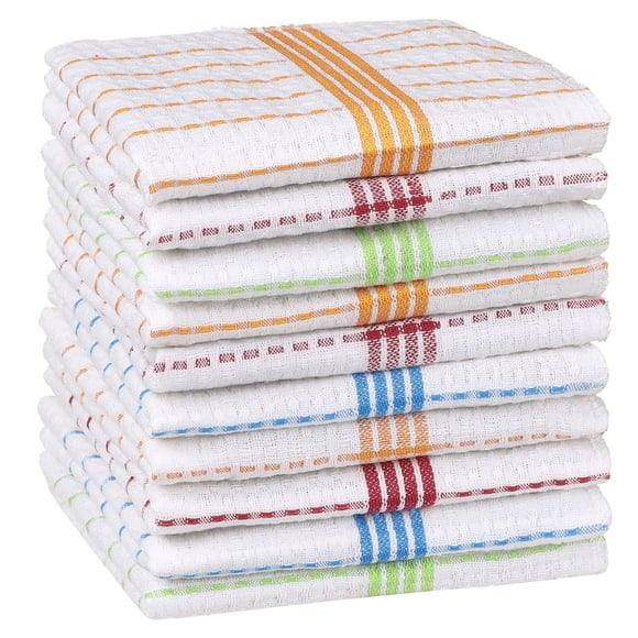 REGALWOVEN Reuseable Cleaning Cloths, Super Absorbent Cotton Cleaning Rags 12" x 12" Multi 10
