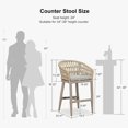 thumbnail image 2 of PURPLE LEAF 24" Counter Height Bar Stools Chair Set of 2, Modern Upholstered Patio Bar Stool with Backrest for Indoor and Outdoor, Kitchen Island, Champagne, 2 of 9