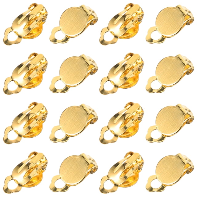 Miangastore 20 Pcs Clips d'Oreille sur Boucles d'Oreilles Convertisseur Plat Rond Composants de Boucle d'Oreille Outils de Bijoux pour Bricolage Boucle d'Oreille Aucun Percé (10mm, Doré)