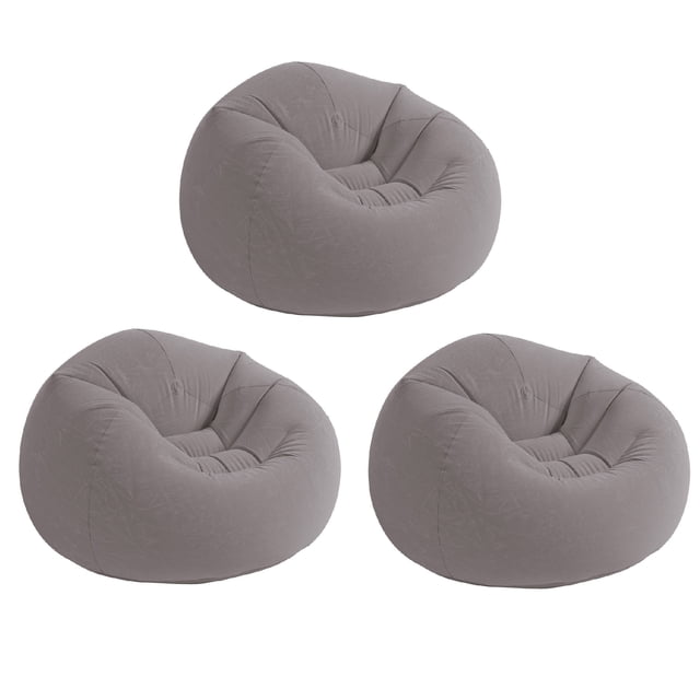 Intex Fauteuil Lounge Gonflable en Velours Côtelé Sans Haricots, Gris (Lot de 3)