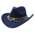 thumbnail image 1 of Decodeary Premium Cowboy Hat For Lightweight And Comfortable Western Style Wide Application Polyester Dark blue, 1 of 6
