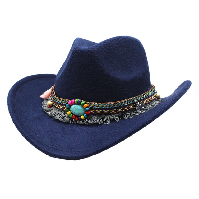 Decodeary Premium Cowboy Hat For Lightweight And Comfortable Western Style Wide Application Polyester Dark blue
