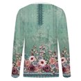 thumbnail image 5 of CEHVOM Chemise à Manches Longues Col en V Imprimé Floral Rétro Mode Femme Décontractée Ample Liquidation, 5 of 5