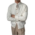 thumbnail image 1 of Lovzfmll Men's Knit Cardigan V-Neck Jacquard Pattern Open Front White, 3XL, 1 of 6