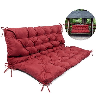 Swing Replacement Cushion, Outside Bench Cushion with Backrest, 2-3 Seater Cushion with 8 Ties for Outdoor Furniture, 59 x 39 x 4 Inches Porch Swing Cushion Garden Bench