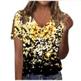 thumbnail image 1 of Penkiiy Ladies Tops and Blouses Short Sleeve Loose Fitting Print Spring Plus Size Top Vneck Grandma Shirts Tunic Blouse XL Yellow, 1 of 5