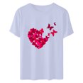 thumbnail image 4 of Meichang T-Shirts de la Saint-Valentin pour Femmes Imprimé Cœur Manches Courtes Col Rond Pull Ample Décontracté Tops de Vacances, 4 of 6