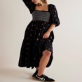 thumbnail image 2 of Women Long Dress Long Sleeve Square Neck Embroidery Flower Swing Dress, 2 of 5