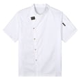 thumbnail image 4 of Aislor Unisex Short Sleeve/Long Sleeve Chef Coat Jacket Kitchen Uniform Restaurant Hotel Cook Jacket White Short Sleeve XL, 4 of 7