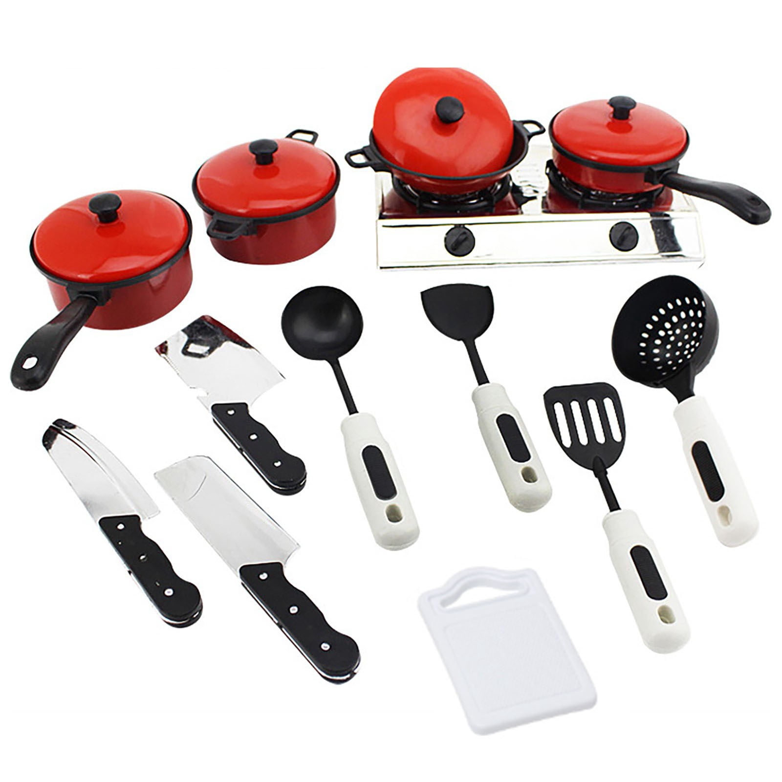 Kids Kitchen Playset 13Pcs Cookware With Play Food Toy Cooking Pretend Set Pots Pans Utensils For Role Play Learning