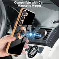 thumbnail image 4 of ORUYROP for Samsung Galaxy S23 Case with Screen Protector, Built-in 360 Rotation Ring Holder Magnetic Stand, Luxury Shiny Plating Edge Shockproof Electroplated Protective Phone Cover (Black/Go, 4 of 7