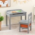 thumbnail image 2 of Gymax Kids Table and Chair Set Wood Activity Study Desk w/ Storage Drawer Hook Grey, 2 of 10