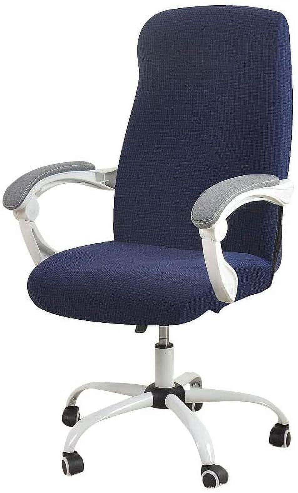 ORUYROP Office Chair Cover Water Resistant Navy Stretch Jacquard Computer Chair Slipcover for Armrest Chairs L