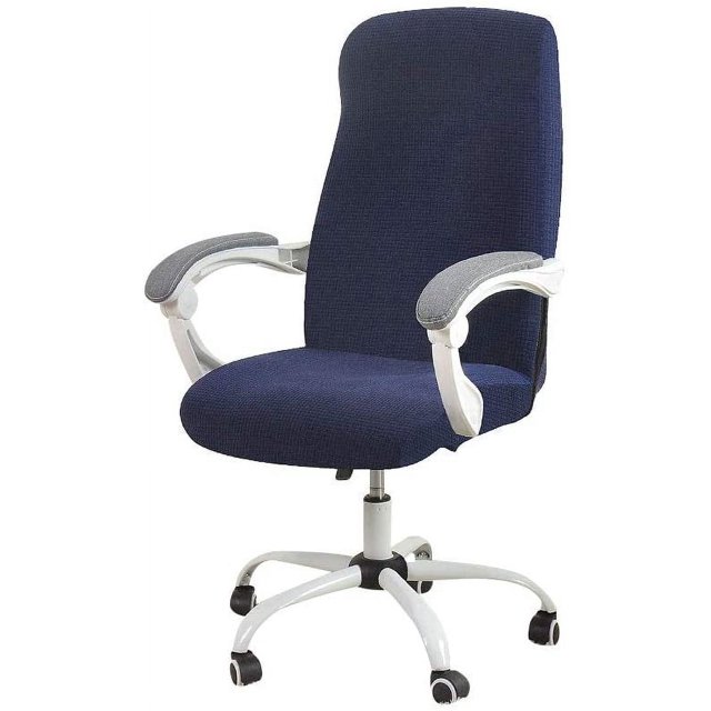 ORUYROP Office Chair Cover Water Resistant Navy Stretch Jacquard Computer Chair Slipcover for Armrest Chairs L