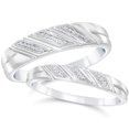 thumbnail image 1 of Diamond Wedding Rings Set 1/5cttw Matching His Hers Bands 10k White Gold, 1 of 1