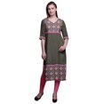 thumbnail image 1 of Bimba Panel Straight Kurtis For Women Long Kurti Dress Printed Indian Top, 1 of 5