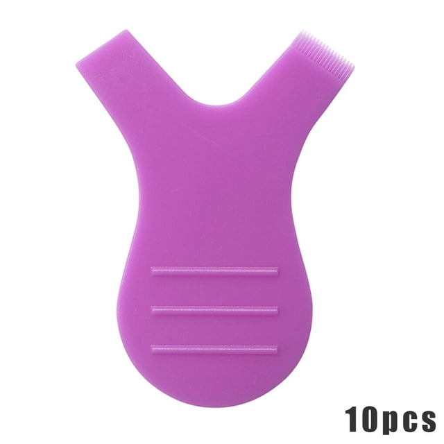 10pcs/bag Eyelash Brushes Plastic Eyelash Comb Portable Makeup Eyelash Lifting Perm Comb Y Shape Portable Makeup Tools, Purple Red