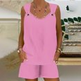 thumbnail image 4 of Yuyuzo Womens Lounge Sets Two Piece Square Neck Tank Tops Wide Leg Shorts with Pockets Matching Outfits, 4 of 7
